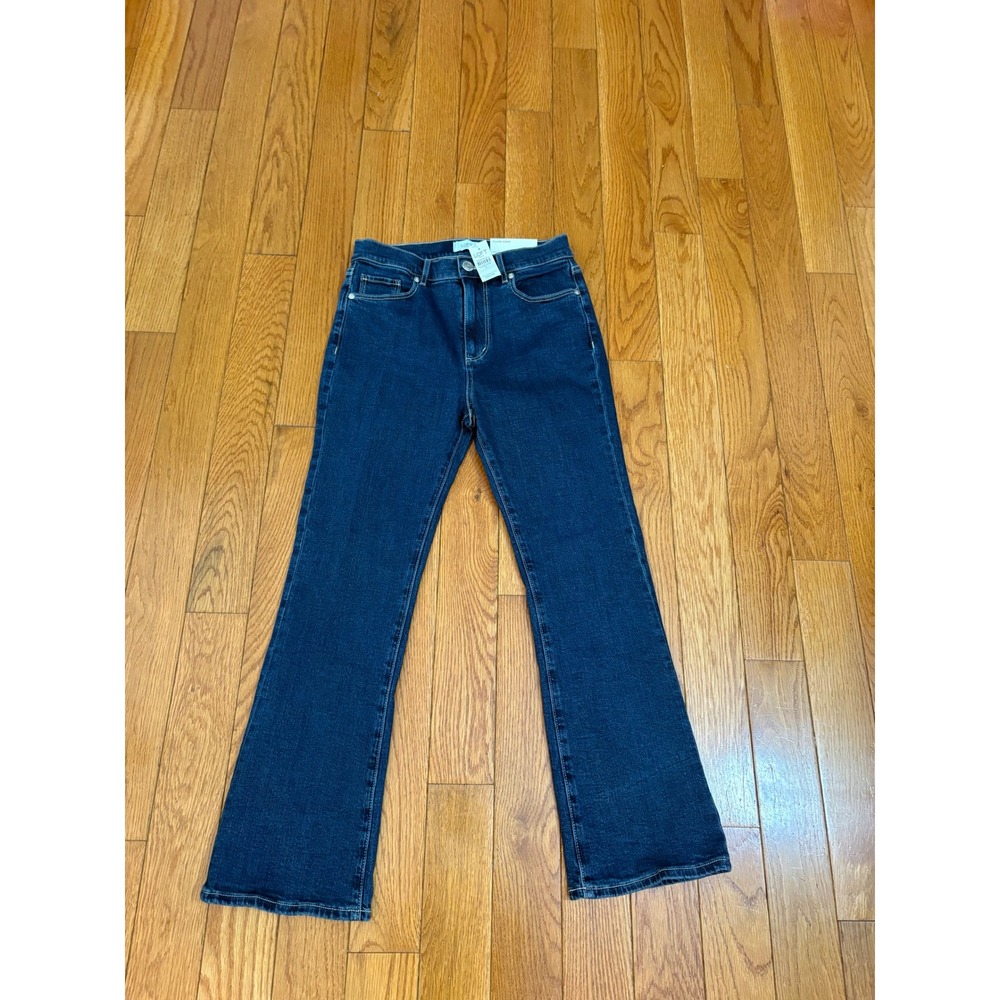 New Loft Outlet Womens High Rise Flare Crop Jeans Dark Indigo Blue Size 2 3894